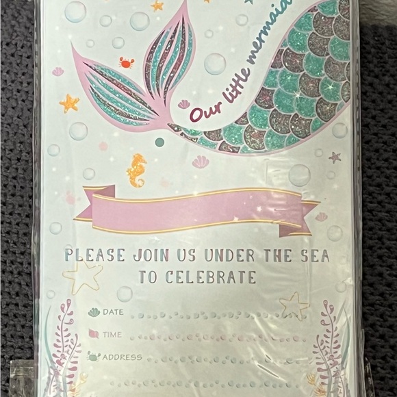 Mermaid Party Invitations 20 Cards & Envelopes- 7.5x5.25in - Picture 5 of 5